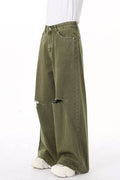 Distressed Wide Leg Jeans with Pockets - Hovatok