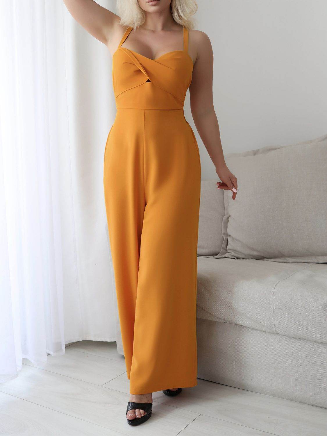 Devine Tie Back Backless Crisscross Jumpsuit - Hovatok