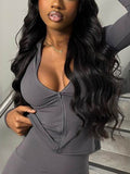 Devine Zip Up Long Sleeve Cropped Top - Hovatok