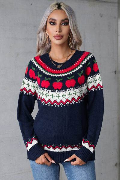 Angel Wings Graphic Round Neck Long Sleeve Sweater - Hovatok