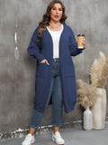 Plus Size Long Sleeve Pocketed Cardigan - Hovatok