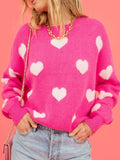 Angel Wings Heart Round Neck Drop Shoulder Sweater - Hovatok
