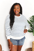 Double Take Striped Long Sleeve Round Neck Top - Hovatok