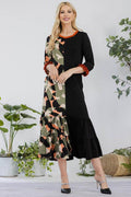 Celeste Full Size Color Block Midi Dress Plus Size - Hovatok