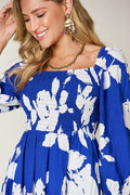 Double Take Full Size Floral Ruffle Hem Smocked Dress with Pockets - Hovatok