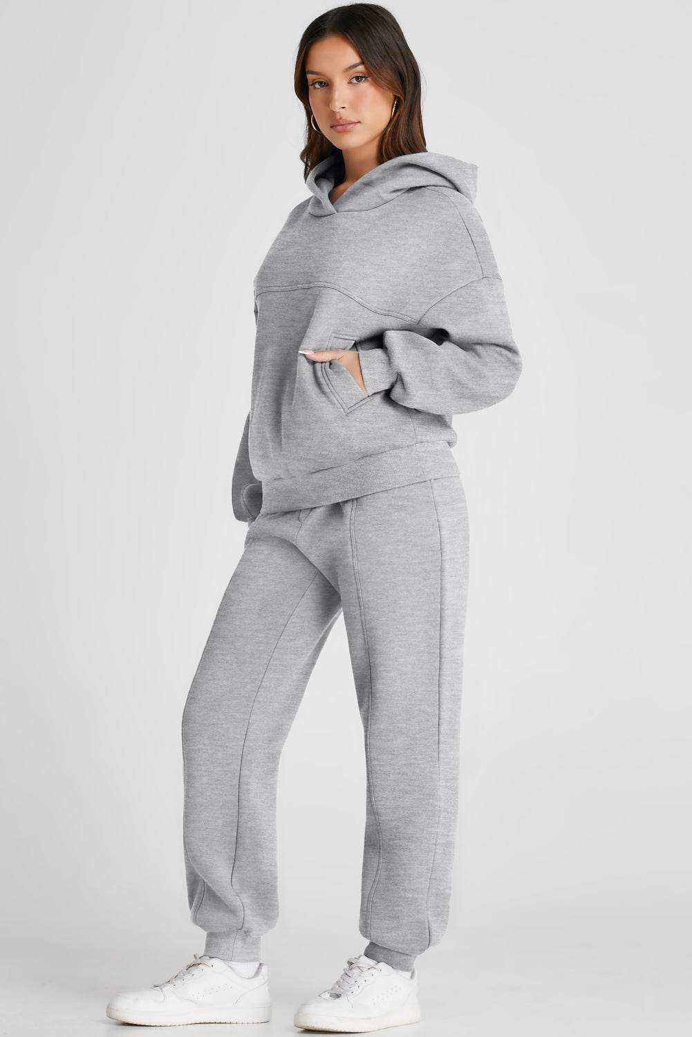 Dropped Shoulder Long Sleeve Hoodie and Pants Active Set - Hovatok