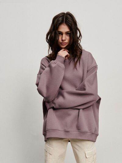 Oversize Round Neck Dropped Shoulder Sweatshirt - Hovatok