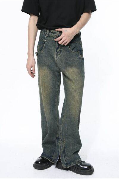 Side Slit Jeans with Pockets - Hovatok