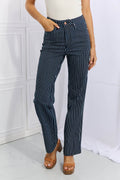 Judy Blue Cassidy Full Size High Waisted Tummy Control Striped Straight Jeans - Hovatok
