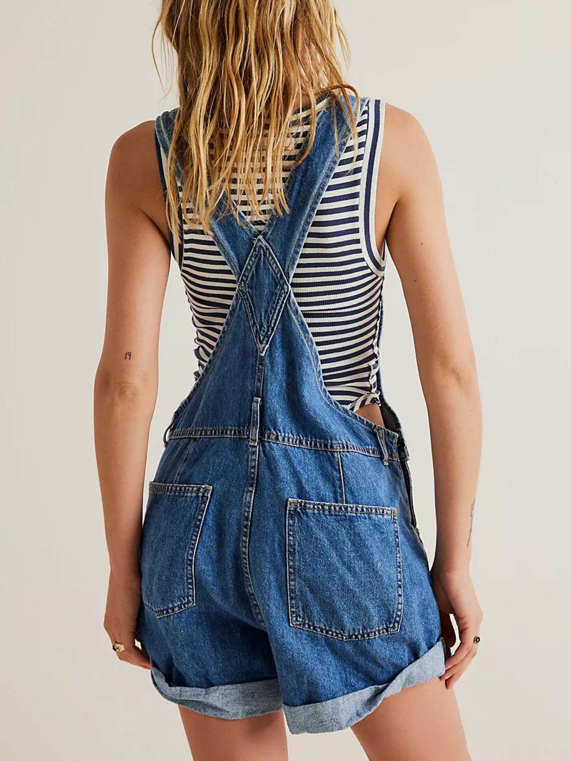 Wide Strap Square Neck Denim Overalls - Hovatok