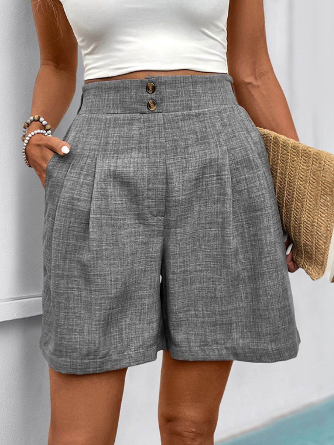 Perfee Frill Shorts with Pockets - Hovatok