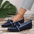 Bow Contrast Trim Point Toe Loafers - Hovatok