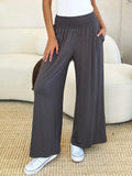 Basic Bae Full Size Smocked Wide Waistband Wide Leg Pants - Hovatok