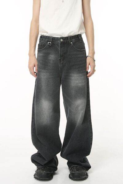 Pocketed Wide Leg Jeans - Hovatok