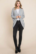 BOMBOM Open Front Long Sleeve Cocoon Cardigan - Hovatok