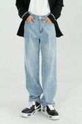Mid Rise Wide Straight Jeans with Pockets - Hovatok