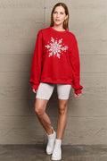 Simply Love Full Size Snowflake Graphic Sweatshirt - Hovatok