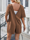 Lovelet Backless Round Neck Half Sleeve Romper - Hovatok