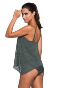 Full Size Spaghetti Strap Scoop Neck Tankini Set - Hovatok