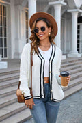 Angel Wings Buttoned V-Neck Long Sleeve Cardigan - Hovatok