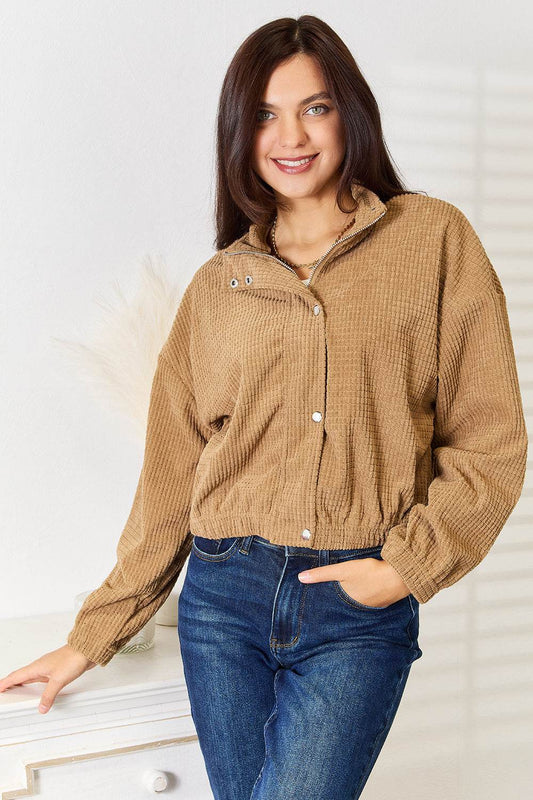 Perfee Long Sleeve Dropped Shoulder Jacket - Hovatok