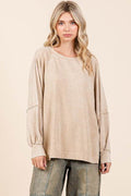 Mittoshop Mineral Wash Raglan Long Sleeve Oversized Top - Hovatok