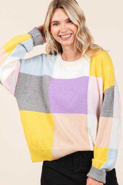 Mittoshop Color Block Round Neck Sweater - Hovatok