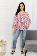 Sew In Love Full Size Fresh Take Floral Cold-Shoulder Top - Hovatok