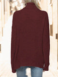 Turtleneck Drop Shoulder Long Sleeve Sweater - Hovatok
