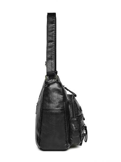 Multi Pockets PU Leather Shoulder Bag - Hovatok