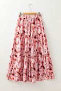 Tiered Printed Elastic Waist Skirt - Hovatok