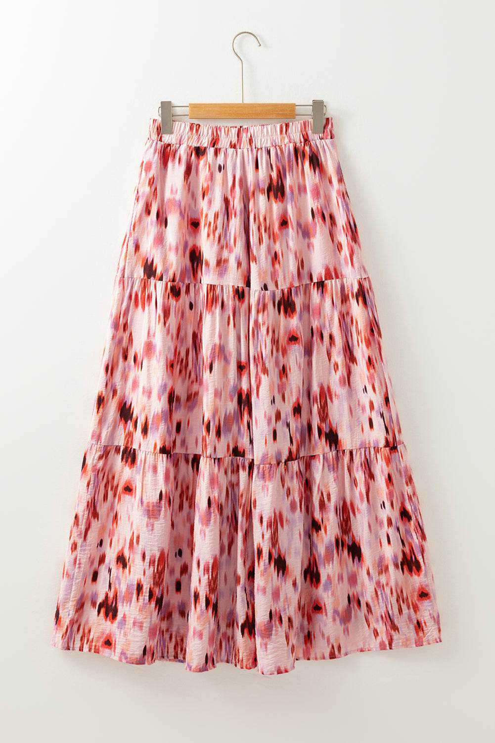 Tiered Printed Elastic Waist Skirt - Hovatok