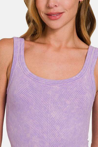 Zenana Ribbed Scoop Neck Tank - Hovatok
