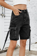 Washed Cargo Denim Shorts - Hovatok