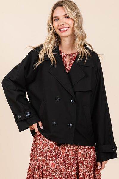 Mittoshop Double Breasted Long Sleeve Trench Coat Jacket - Hovatok