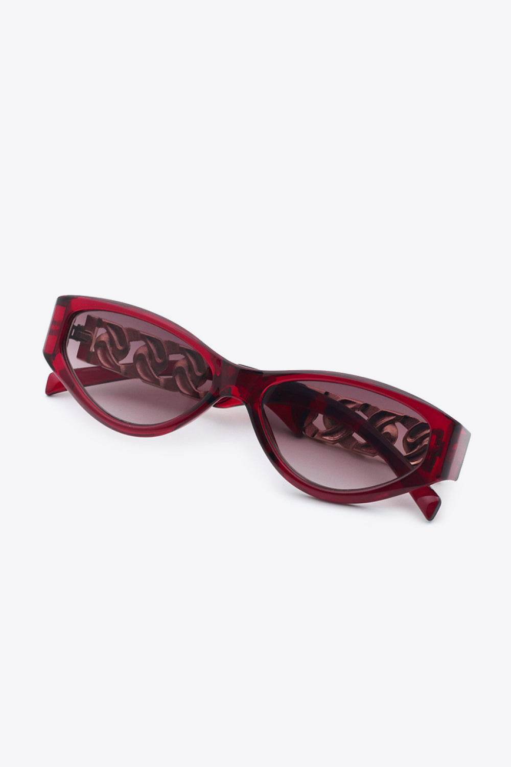 Chain Detail Temple Cat Eye Sunglasses - Hovatok