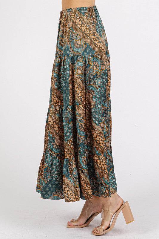 Mittoshop Paisley Patchwork Print Satin Maxi Skirt - Hovatok