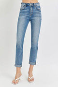 Risen Full Size High Rise Cropped Roll Up Jeans - Hovatok
