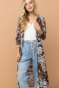 And The Why Leopard Kimono Open Front Longline Cardigan - Hovatok