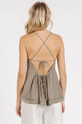 Mittoshop Crisscross Back Lace Detail V-Neck Cami - Hovatok