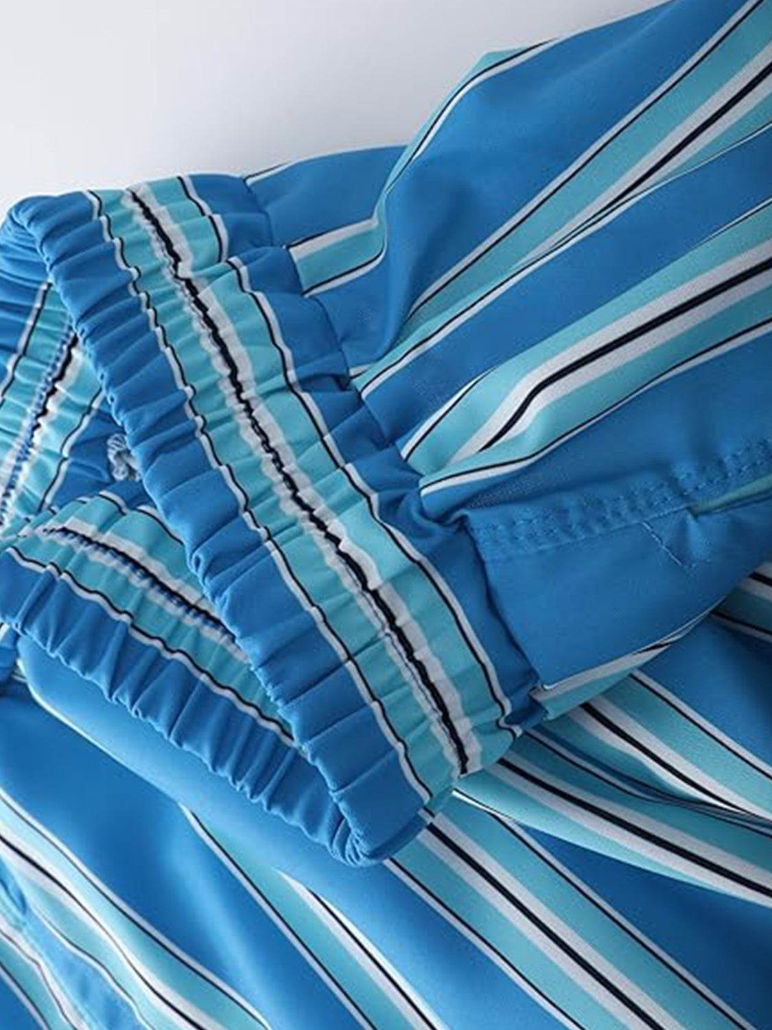 Striped Elastic Waist Shorts - Hovatok