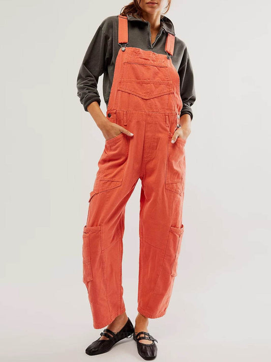 Pocketed Wide Strap Denim Overalls - Hovatok