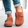 Round Toe Low Heel Buckle Loafers - Hovatok
