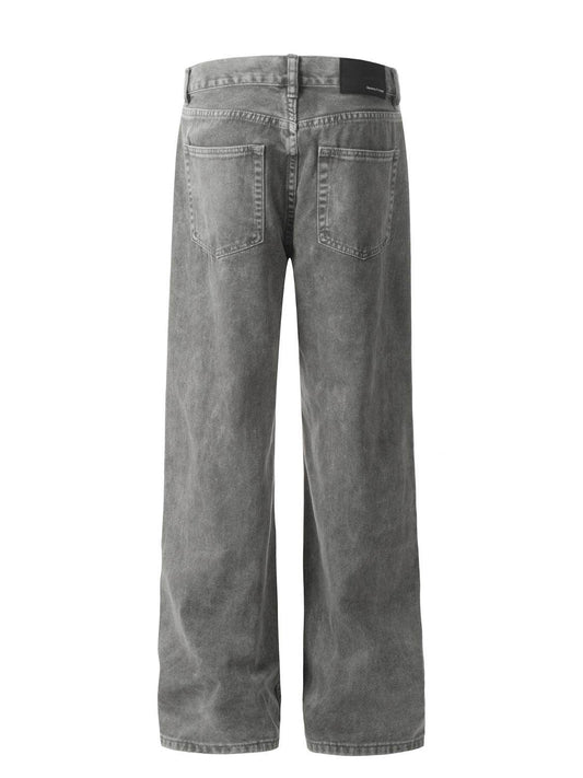 Men's Straight Leg Jeans with Pockets - Hovatok