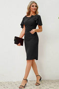 Slit Round Neck Flutter Sleeve Dress - Hovatok