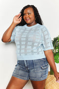 Mandy Ribbed Trim Round Neck Knit Top - Hovatok