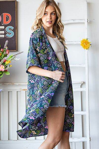 Heimish Full Size Half Sleeve Floral Open Cardigan Plus Size - Hovatok