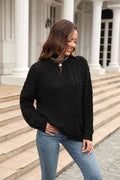 Angel Wings Cable-Knit Turtle Neck Long Sleeve Sweater - Hovatok