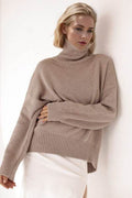 Basic Bae Turtleneck Dropped Shoulder Long Sleeve Sweater - Hovatok