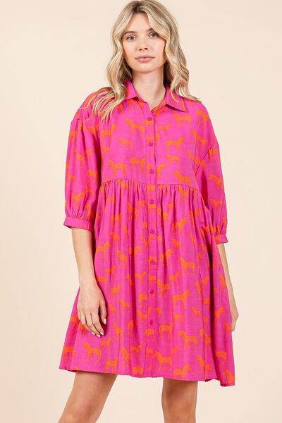 Mittoshop Zebra Print Button Down Shirt Mini Dress - Hovatok